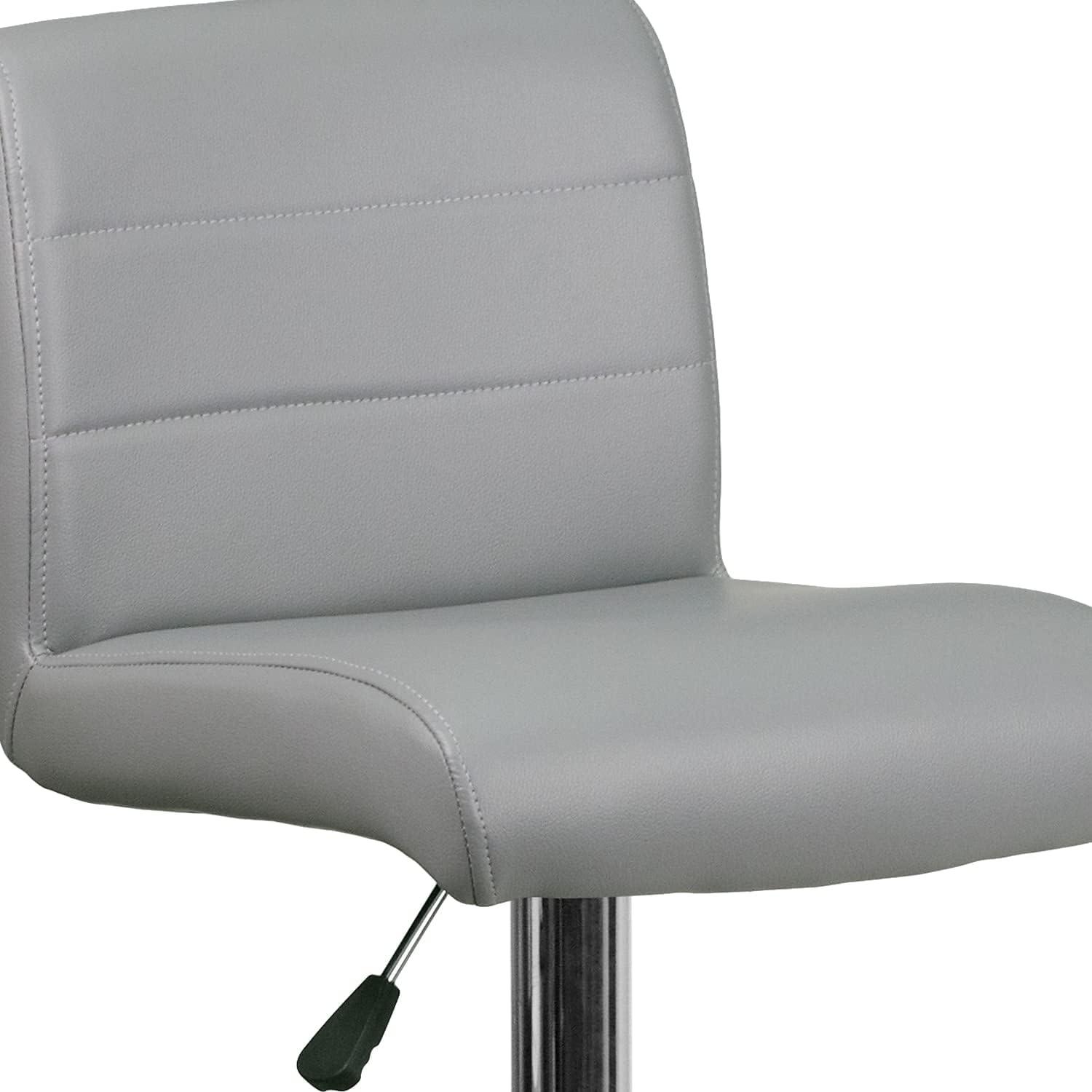 image:imageFlash Furniture Contemporary Gray Vinyl Adjustable Height Barstool with Rolled Seat and Chrome BaseGrey