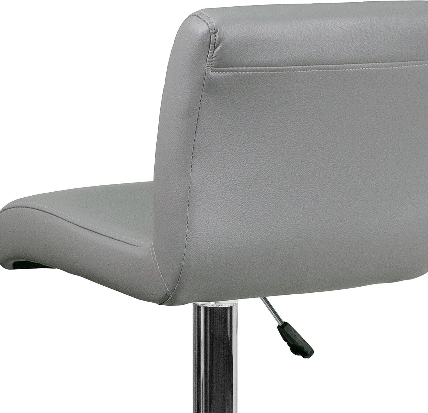 image:imageFlash Furniture Contemporary Gray Vinyl Adjustable Height Barstool with Rolled Seat and Chrome BaseGrey