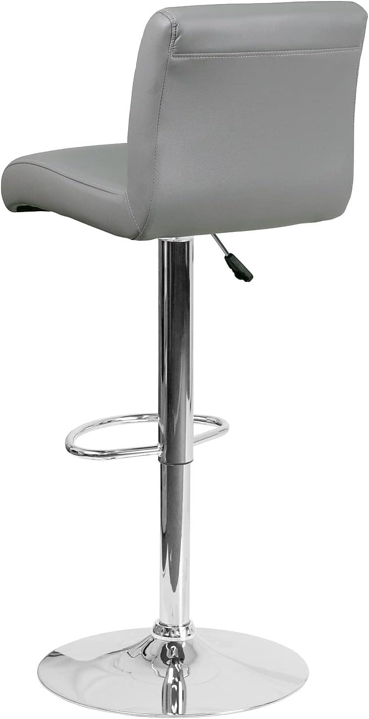 image:imageFlash Furniture Contemporary Gray Vinyl Adjustable Height Barstool with Rolled Seat and Chrome BaseGrey