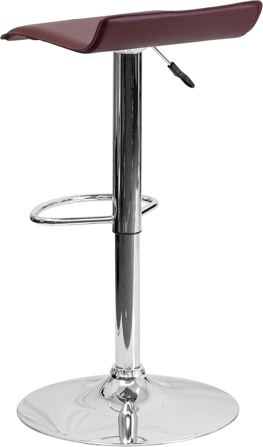 image:imageFlash Furniture Contemporary White Vinyl Adjustable Height Barstool with Solid Wave Seat and Chrome BaseBurgundy