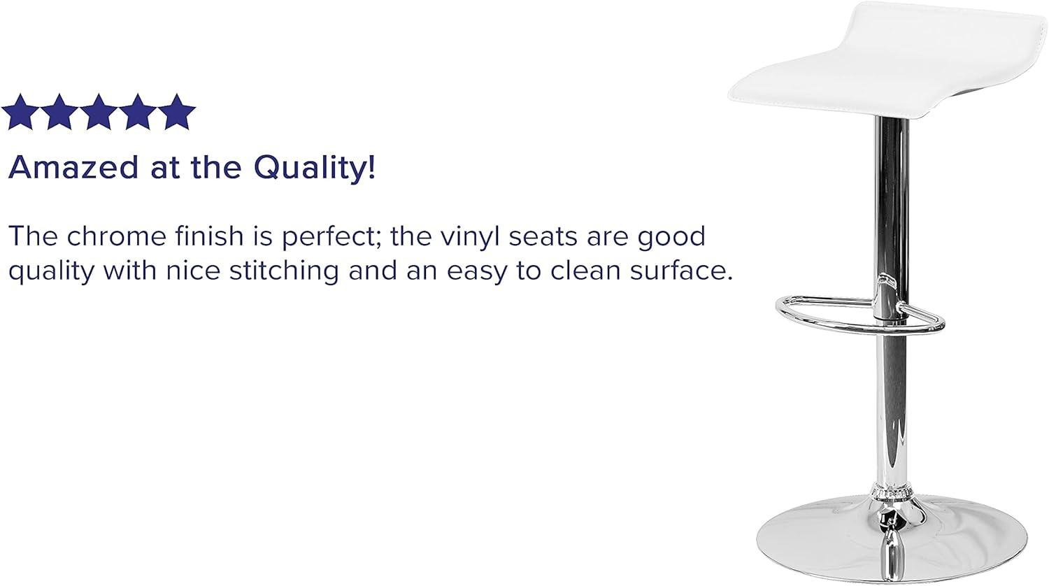 image:imageFlash Furniture Contemporary White Vinyl Adjustable Height Barstool with Solid Wave Seat and Chrome BaseWhite