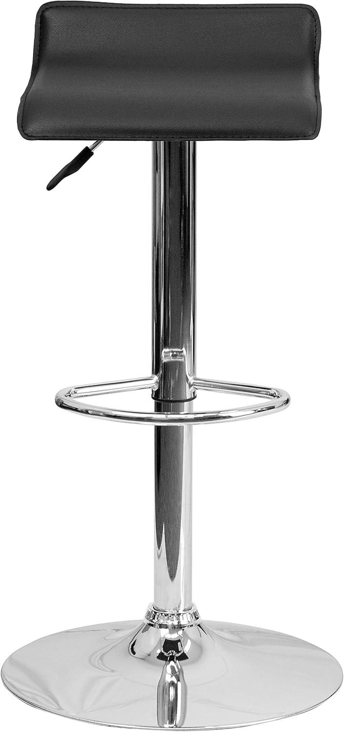 image:imageFlash Furniture Contemporary White Vinyl Adjustable Height Barstool with Solid Wave Seat and Chrome BaseWhite