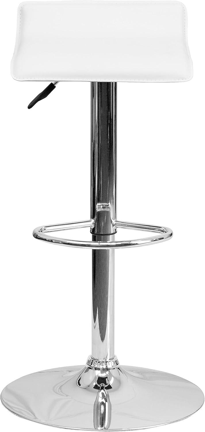 image:imageFlash Furniture Contemporary White Vinyl Adjustable Height Barstool with Solid Wave Seat and Chrome BaseWhite