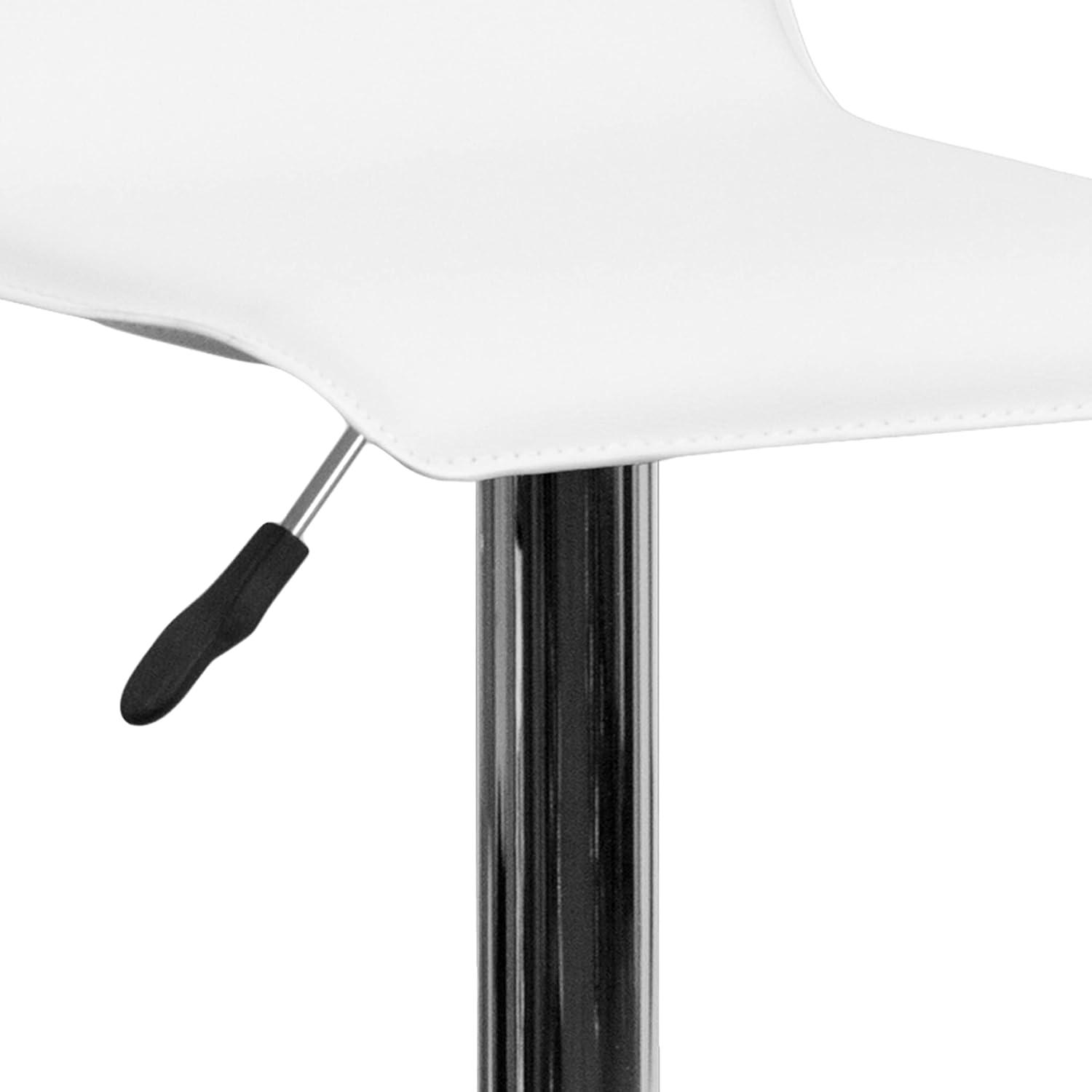 image:imageFlash Furniture Contemporary White Vinyl Adjustable Height Barstool with Solid Wave Seat and Chrome BaseWhite