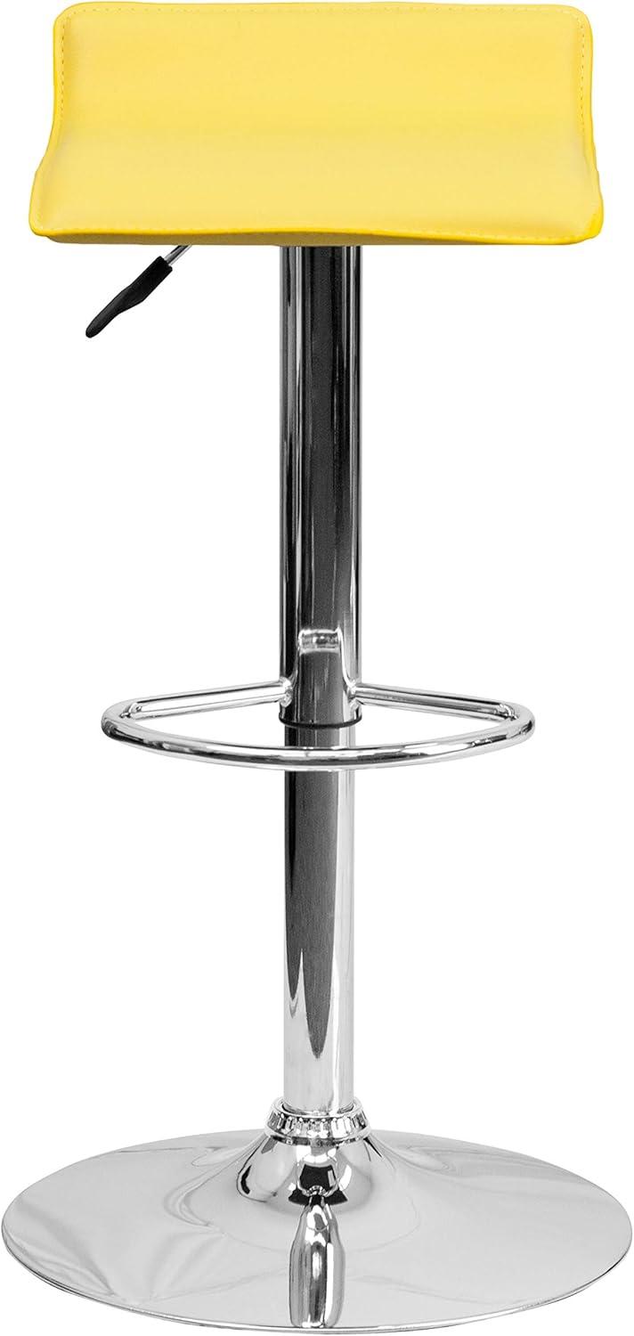 image:imageFlash Furniture Contemporary White Vinyl Adjustable Height Barstool with Solid Wave Seat and Chrome BaseYellow