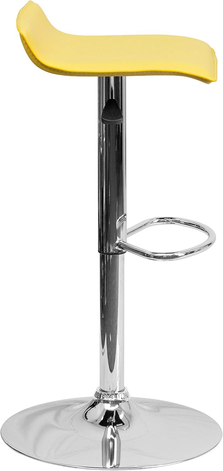 image:imageFlash Furniture Contemporary White Vinyl Adjustable Height Barstool with Solid Wave Seat and Chrome BaseYellow