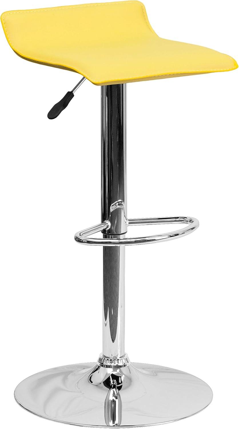 image:imageFlash Furniture Contemporary White Vinyl Adjustable Height Barstool with Solid Wave Seat and Chrome BaseYellow