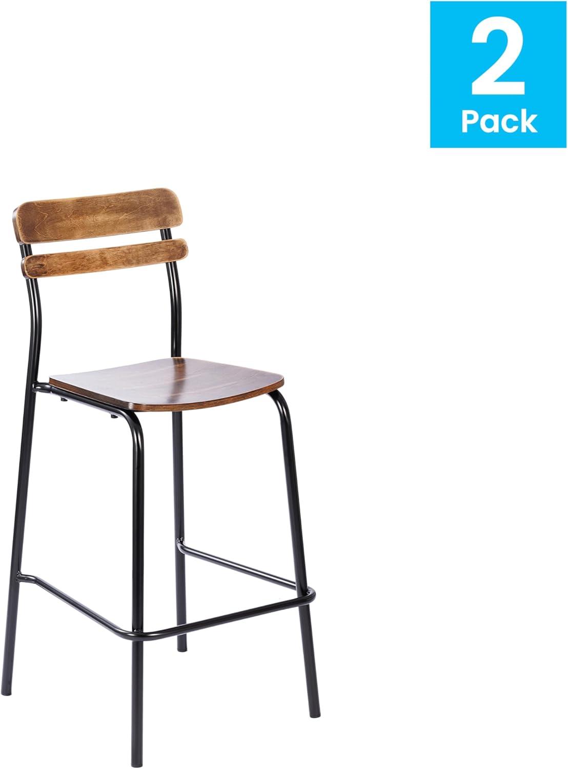 image:imageFlash Furniture Cyprus Commercial Grade Wood Bar Stool Metal Frame Solid Wood Seat and Back Floor Glides WhiteAntique WhiteAntique Copper