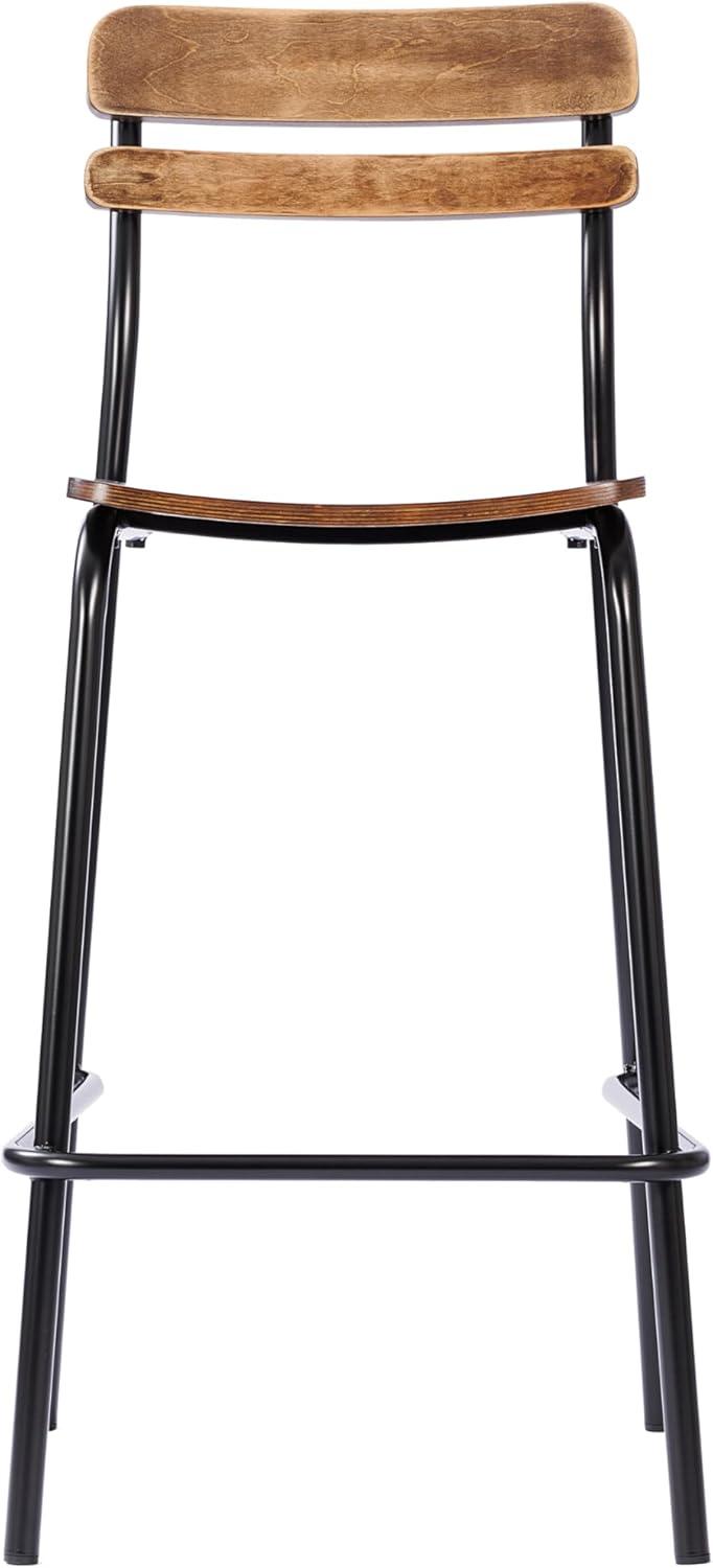 image:imageFlash Furniture Cyprus Commercial Grade Wood Bar Stool Metal Frame Solid Wood Seat and Back Floor Glides WhiteAntique WhiteAntique Copper