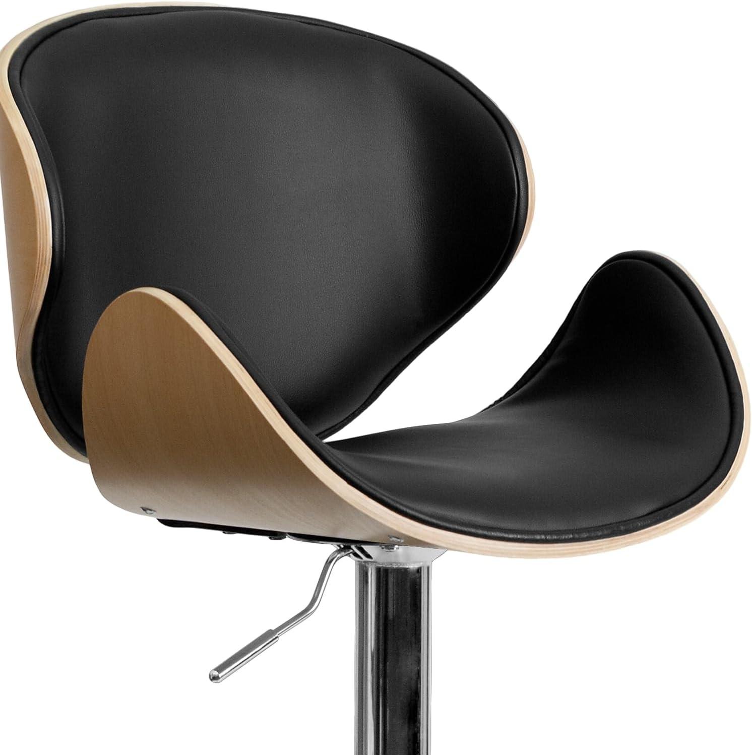 image:imageFlash Furniture Farley Beech Bentwood Adjustable Height Barstool with Curved Back and Black Vinyl SeatBeech