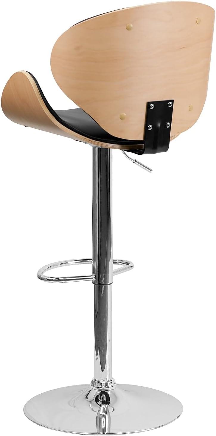 image:imageFlash Furniture Farley Beech Bentwood Adjustable Height Barstool with Curved Back and Black Vinyl SeatBeech