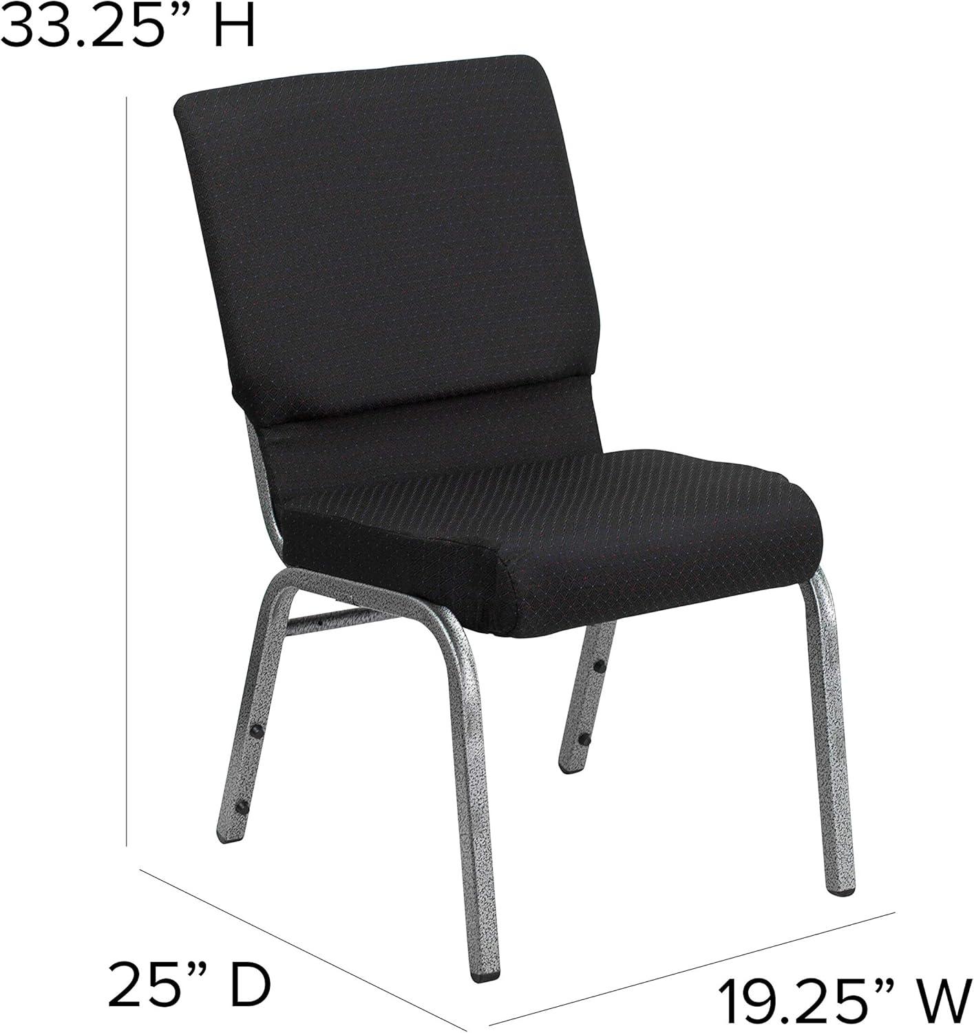 image:imageFlash Furniture HERCULES Series 185W Stacking Church Chair in Black Patterned Fabric Silver Vein Frame 25D x 1925W x 3325HBlack Patterned FabricSilver Vein Frame