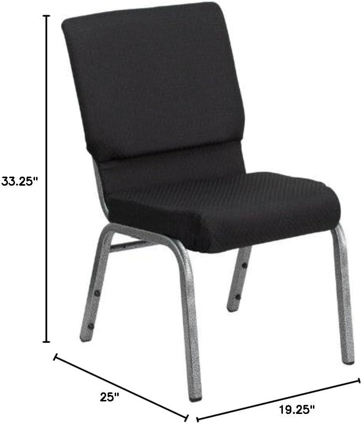 image:imageFlash Furniture HERCULES Series 185W Stacking Church Chair in Black Patterned Fabric Silver Vein Frame 25D x 1925W x 3325HBlack Patterned FabricSilver Vein Frame