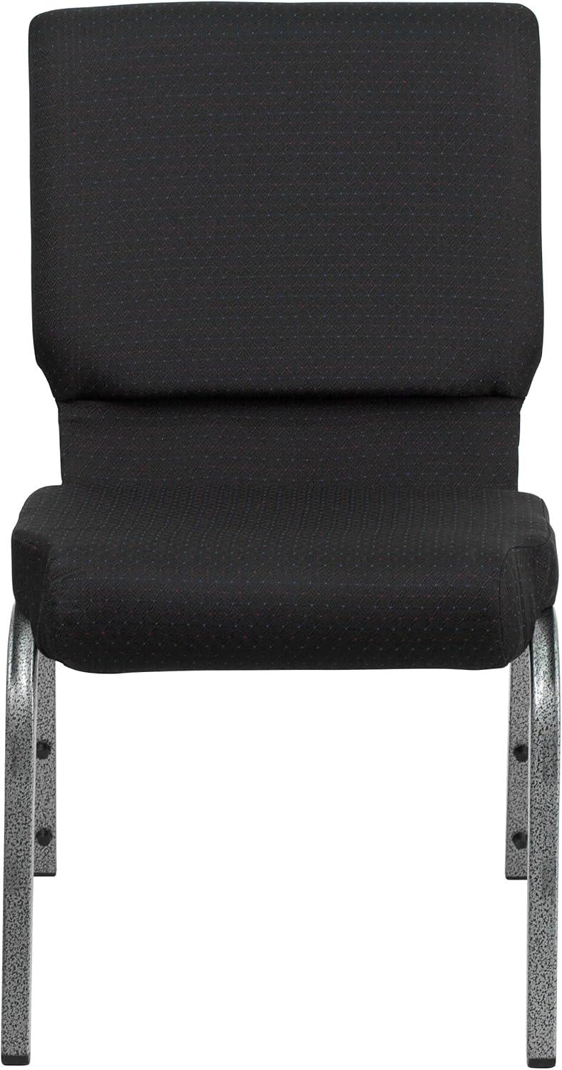 image:imageFlash Furniture HERCULES Series 185W Stacking Church Chair in Black Patterned Fabric Silver Vein Frame 25D x 1925W x 3325HBlack Patterned FabricSilver Vein Frame