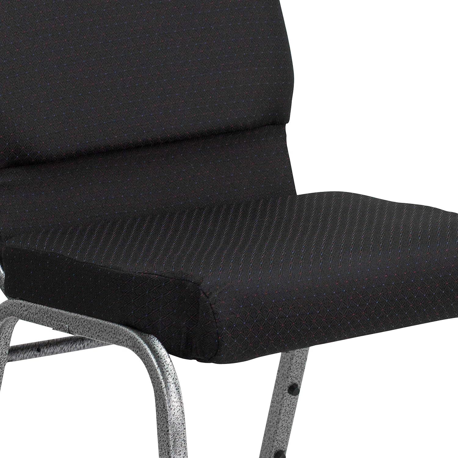 image:imageFlash Furniture HERCULES Series 185W Stacking Church Chair in Black Patterned Fabric Silver Vein Frame 25D x 1925W x 3325HBlack Patterned FabricSilver Vein Frame