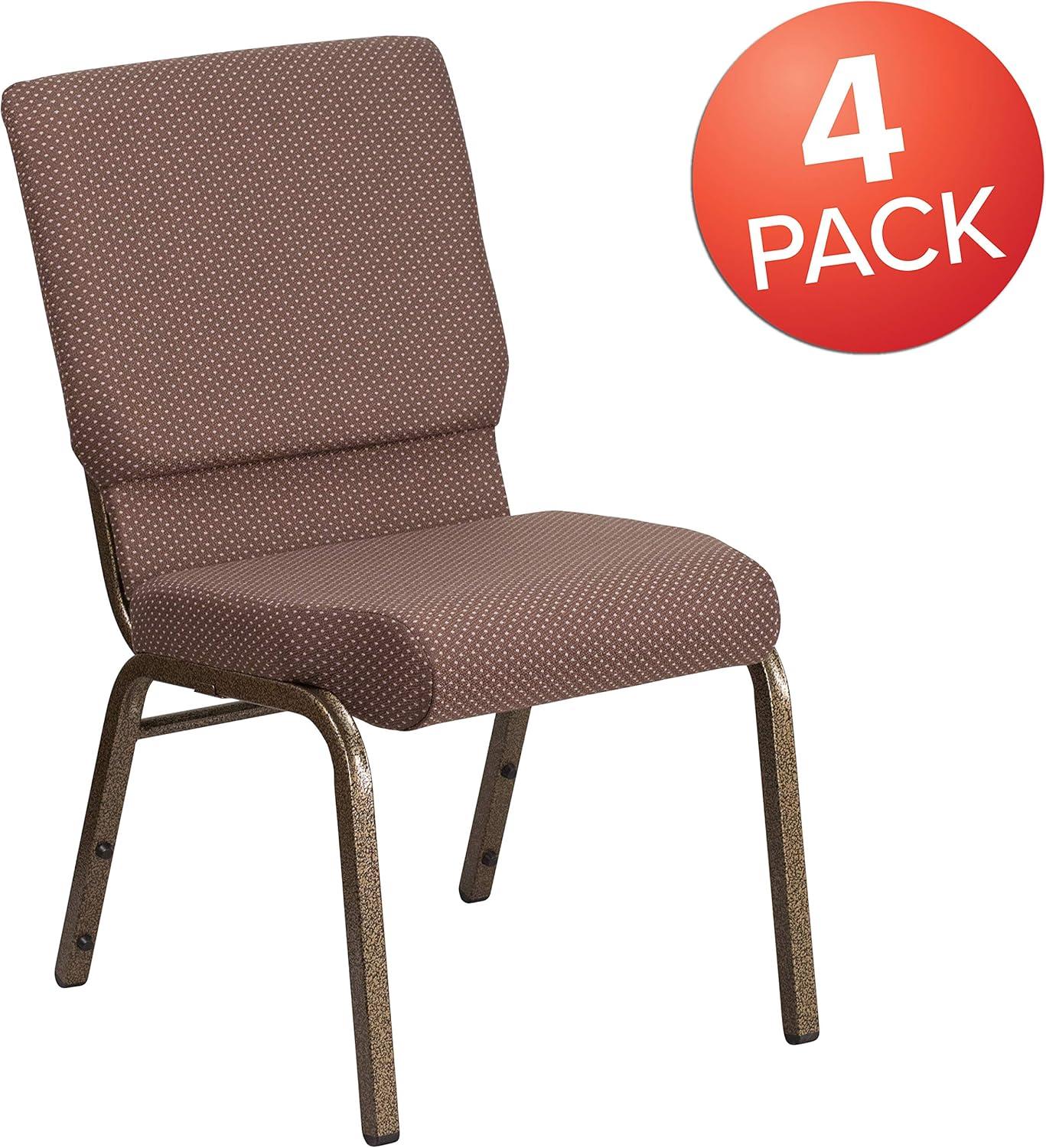 image:imageFlash Furniture HERCULES Series 185W Stacking Church Chair in Black Patterned Fabric Silver Vein Frame 25D x 1925W x 3325HBrown Dot FabricGold Vein Frame