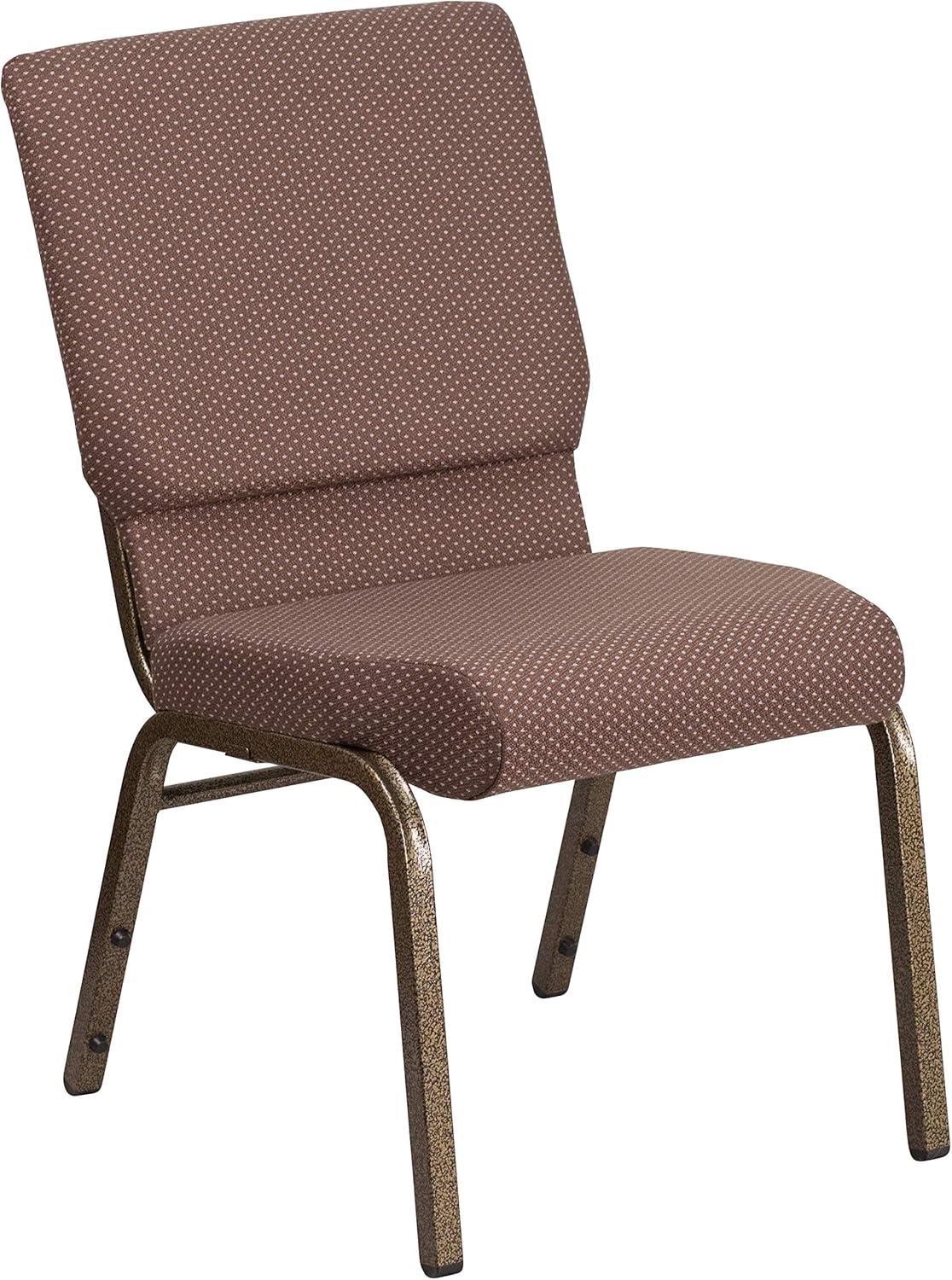 image:imageFlash Furniture HERCULES Series 185W Stacking Church Chair in Black Patterned Fabric Silver Vein Frame 25D x 1925W x 3325HBrown Dot FabricGold Vein Frame