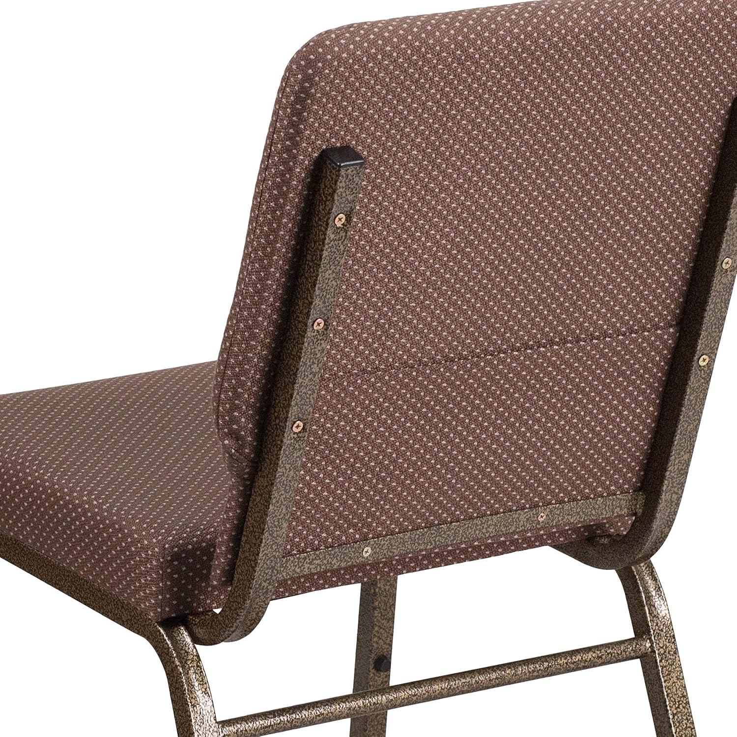 image:imageFlash Furniture HERCULES Series 185W Stacking Church Chair in Black Patterned Fabric Silver Vein Frame 25D x 1925W x 3325HBrown Dot FabricGold Vein Frame