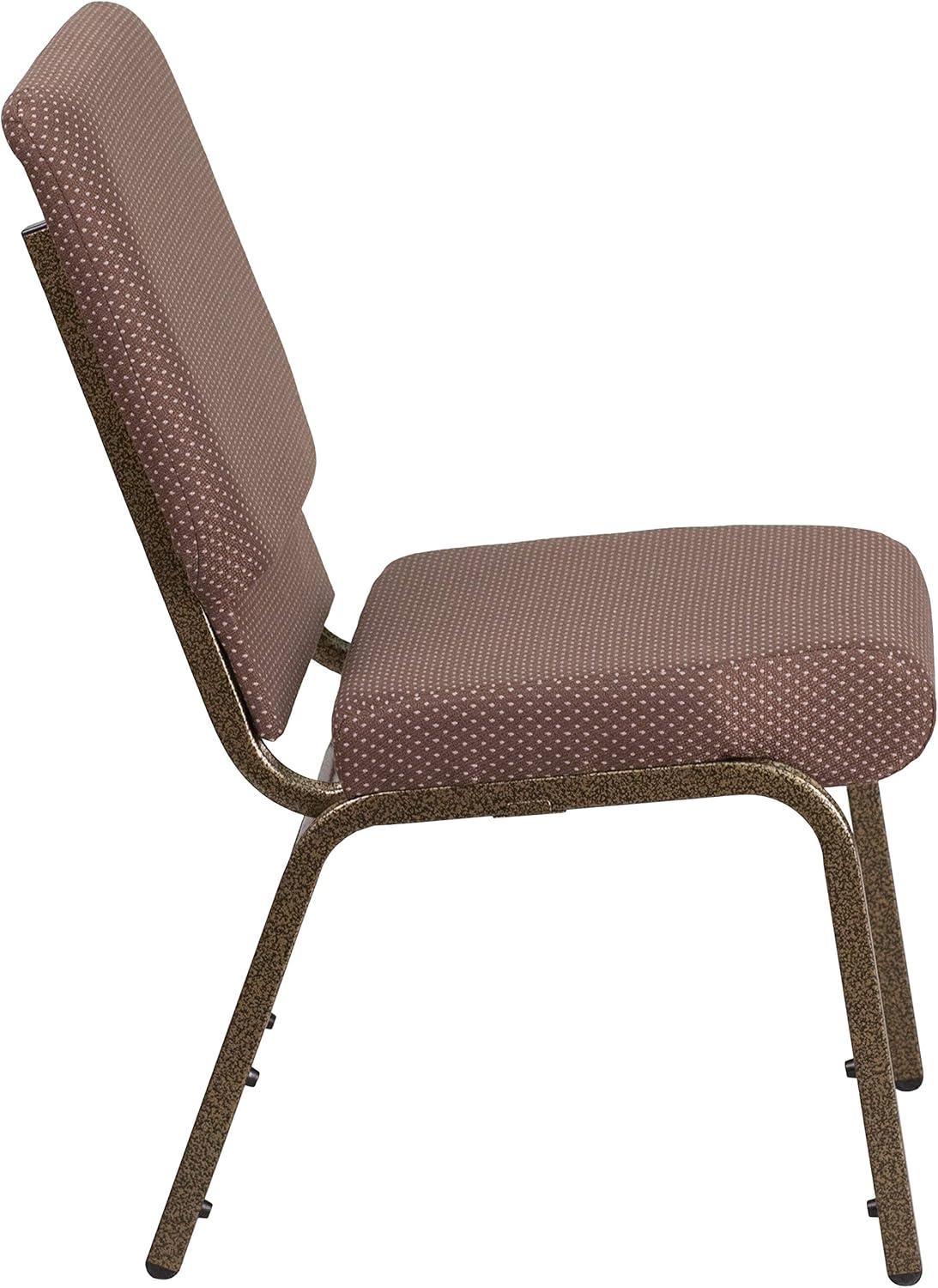 image:imageFlash Furniture HERCULES Series 185W Stacking Church Chair in Black Patterned Fabric Silver Vein Frame 25D x 1925W x 3325HBrown Dot FabricGold Vein Frame