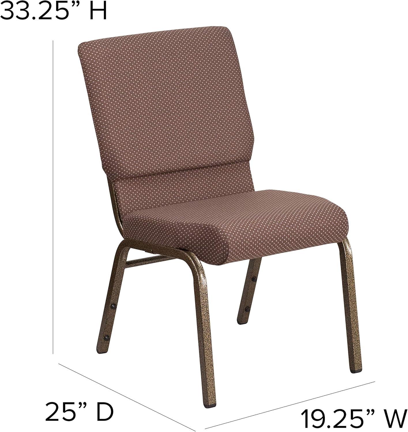 image:imageFlash Furniture HERCULES Series 185W Stacking Church Chair in Black Patterned Fabric Silver Vein Frame 25D x 1925W x 3325HBrown Dot FabricGold Vein Frame