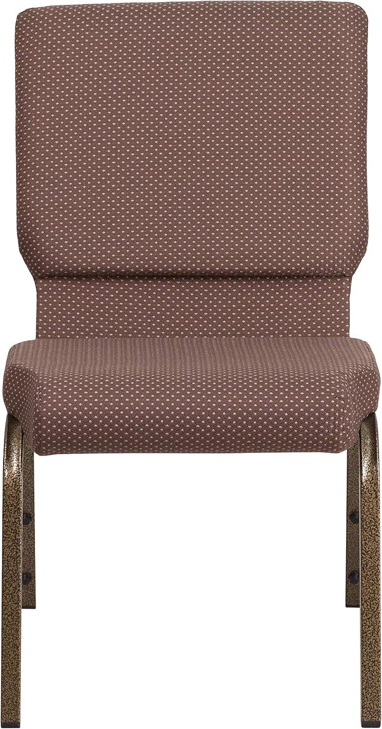 image:imageFlash Furniture HERCULES Series 185W Stacking Church Chair in Black Patterned Fabric Silver Vein Frame 25D x 1925W x 3325HBrown Dot FabricGold Vein Frame