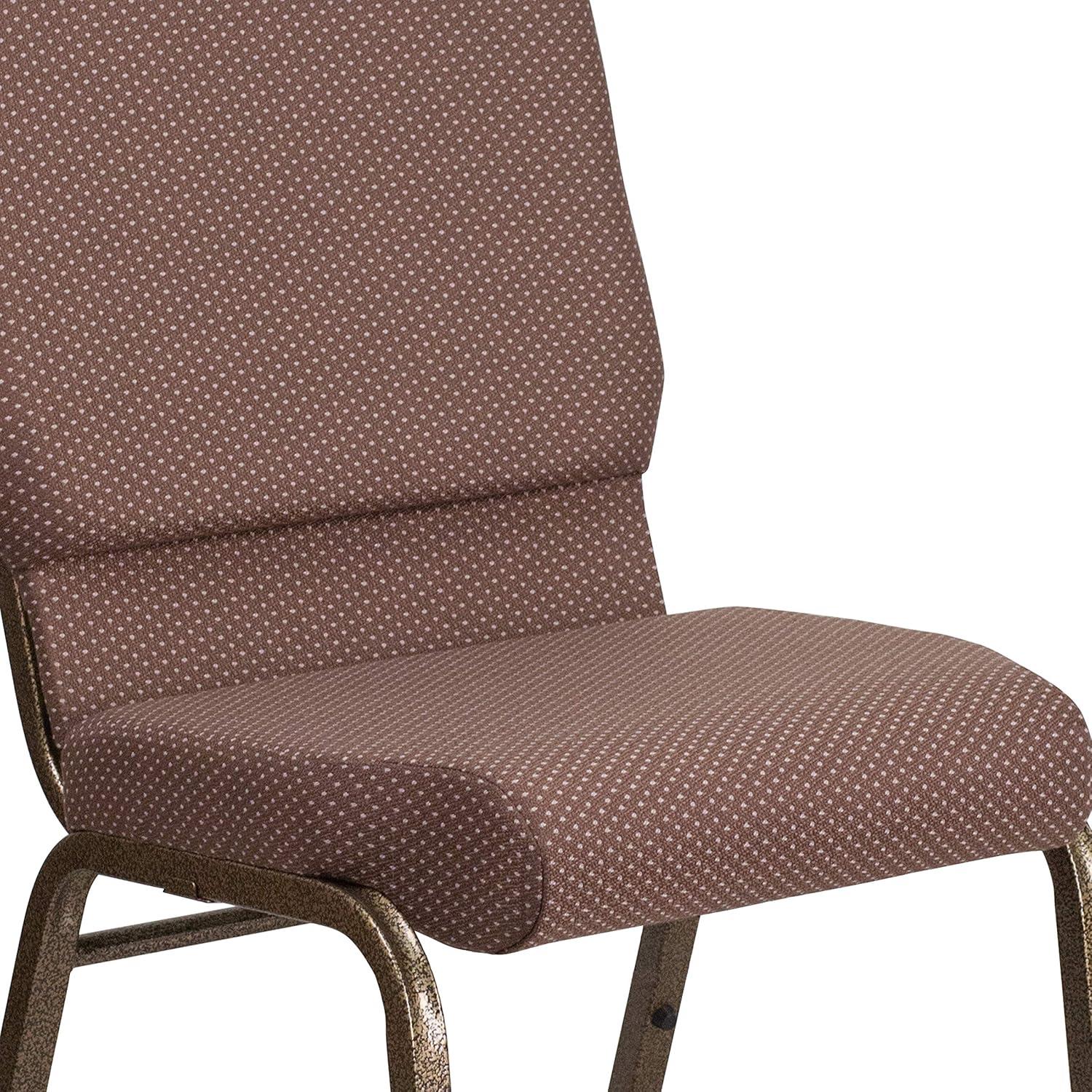 image:imageFlash Furniture HERCULES Series 185W Stacking Church Chair in Black Patterned Fabric Silver Vein Frame 25D x 1925W x 3325HBrown Dot FabricGold Vein Frame
