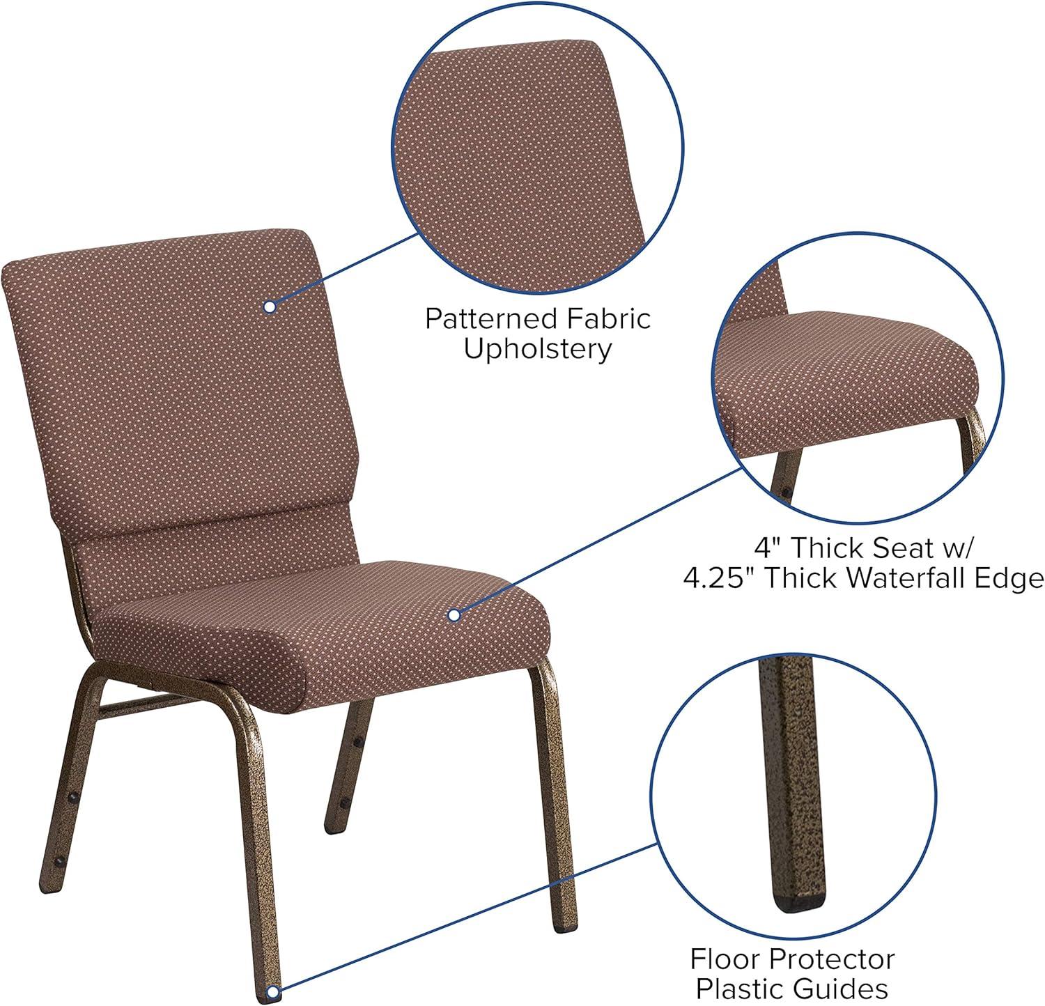 image:imageFlash Furniture HERCULES Series 185W Stacking Church Chair in Black Patterned Fabric Silver Vein Frame 25D x 1925W x 3325HBrown Dot FabricGold Vein Frame