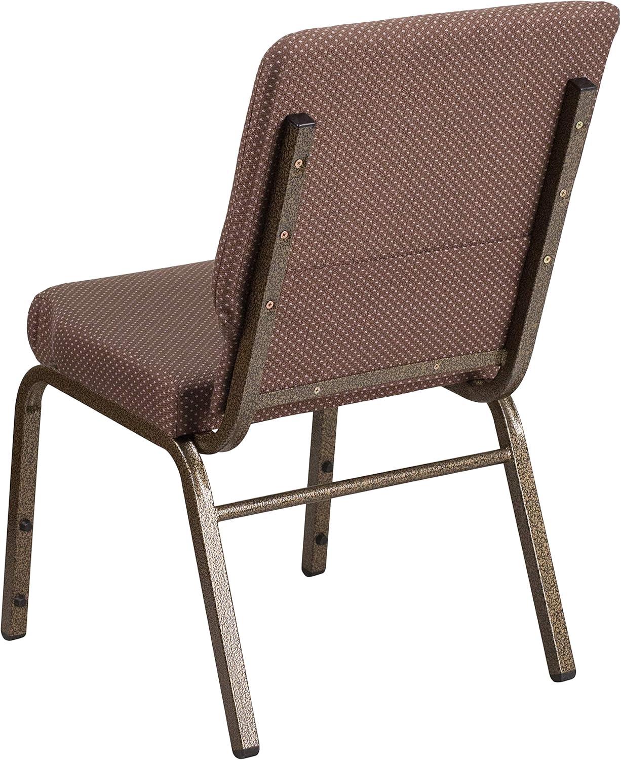 image:imageFlash Furniture HERCULES Series 185W Stacking Church Chair in Black Patterned Fabric Silver Vein Frame 25D x 1925W x 3325HBrown Dot FabricGold Vein Frame