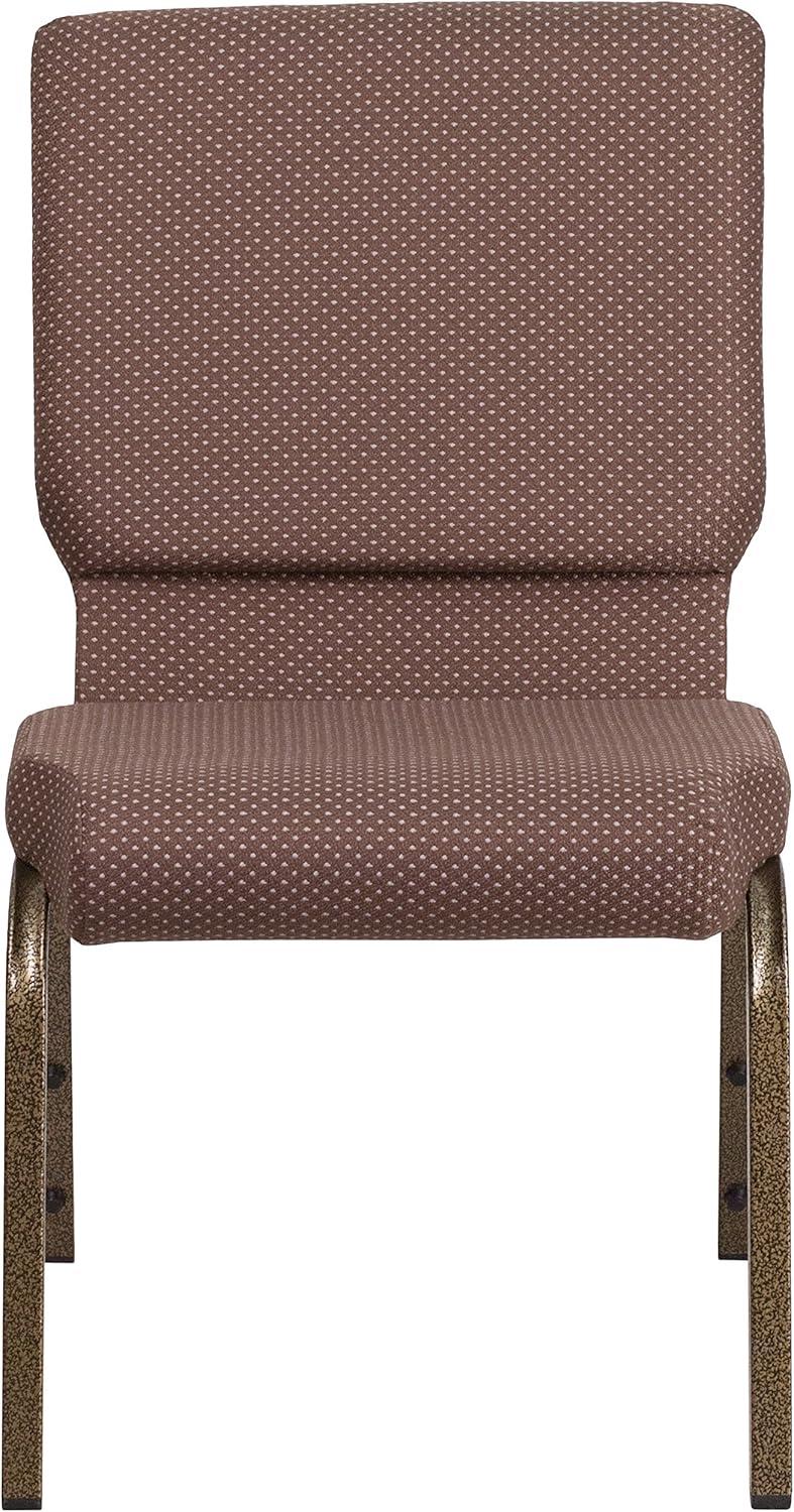 image:imageFlash Furniture HERCULES Series 185W Stacking Church Chair in Black Patterned Fabric Silver Vein Frame 25D x 1925W x 3325HBrown Dot FabricGold Vein Frame