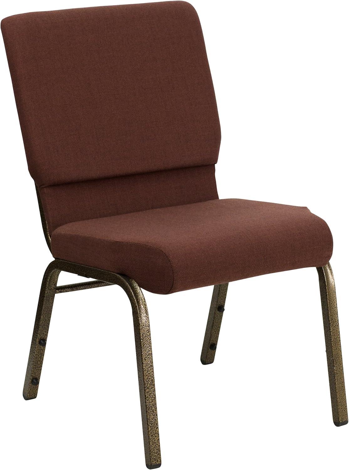 image:imageFlash Furniture HERCULES Series 185W Stacking Church Chair in Black Patterned Fabric Silver Vein Frame 25D x 1925W x 3325HBrown FabricGold Vein Frame