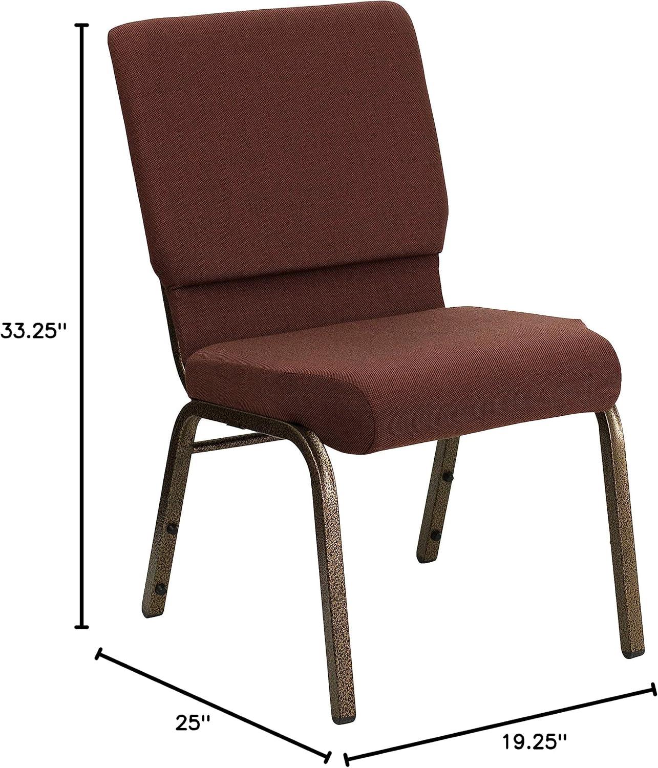 image:imageFlash Furniture HERCULES Series 185W Stacking Church Chair in Black Patterned Fabric Silver Vein Frame 25D x 1925W x 3325HBrown FabricGold Vein Frame