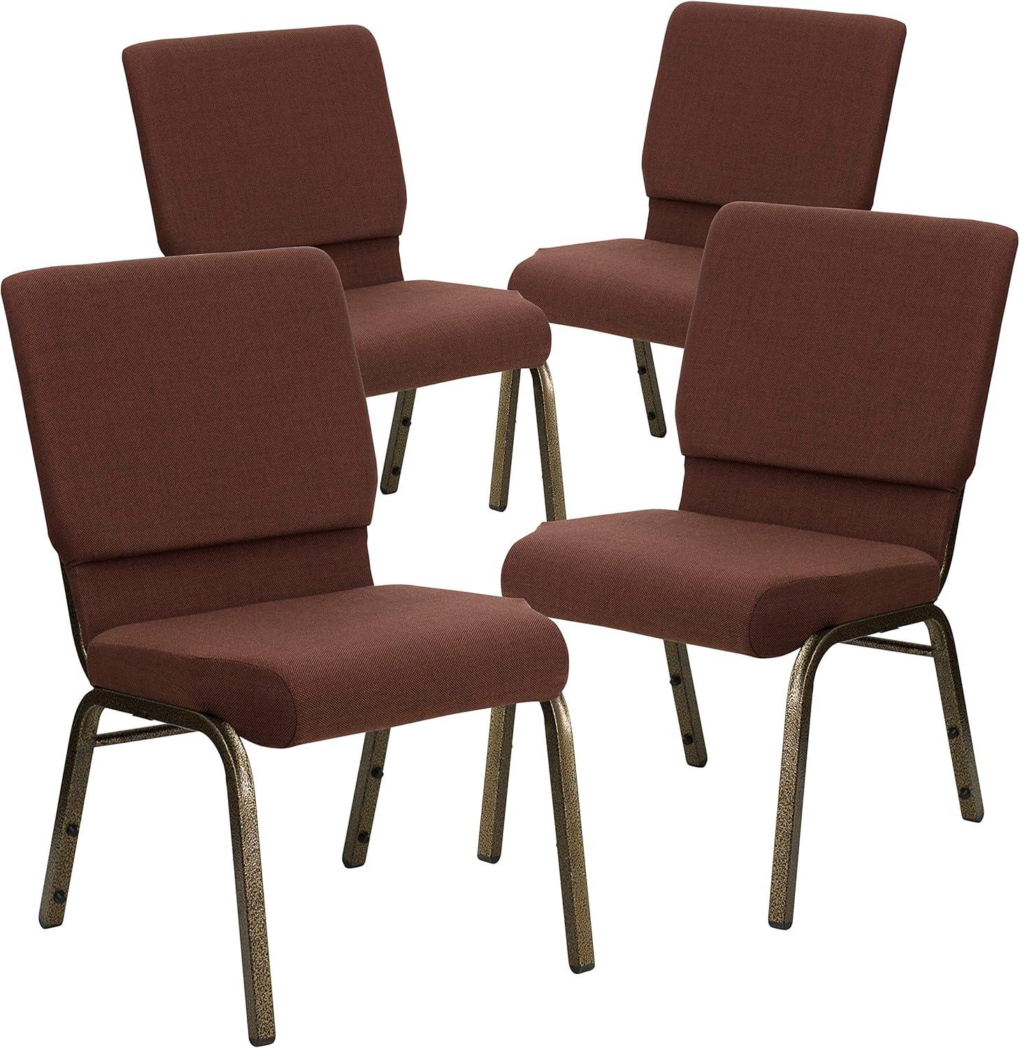 image:imageFlash Furniture HERCULES Series 185W Stacking Church Chair in Black Patterned Fabric Silver Vein Frame 25D x 1925W x 3325HBrown FabricGold Vein Frame
