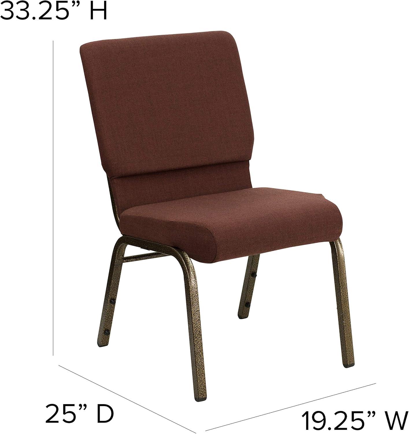 image:imageFlash Furniture HERCULES Series 185W Stacking Church Chair in Black Patterned Fabric Silver Vein Frame 25D x 1925W x 3325HBrown FabricGold Vein Frame