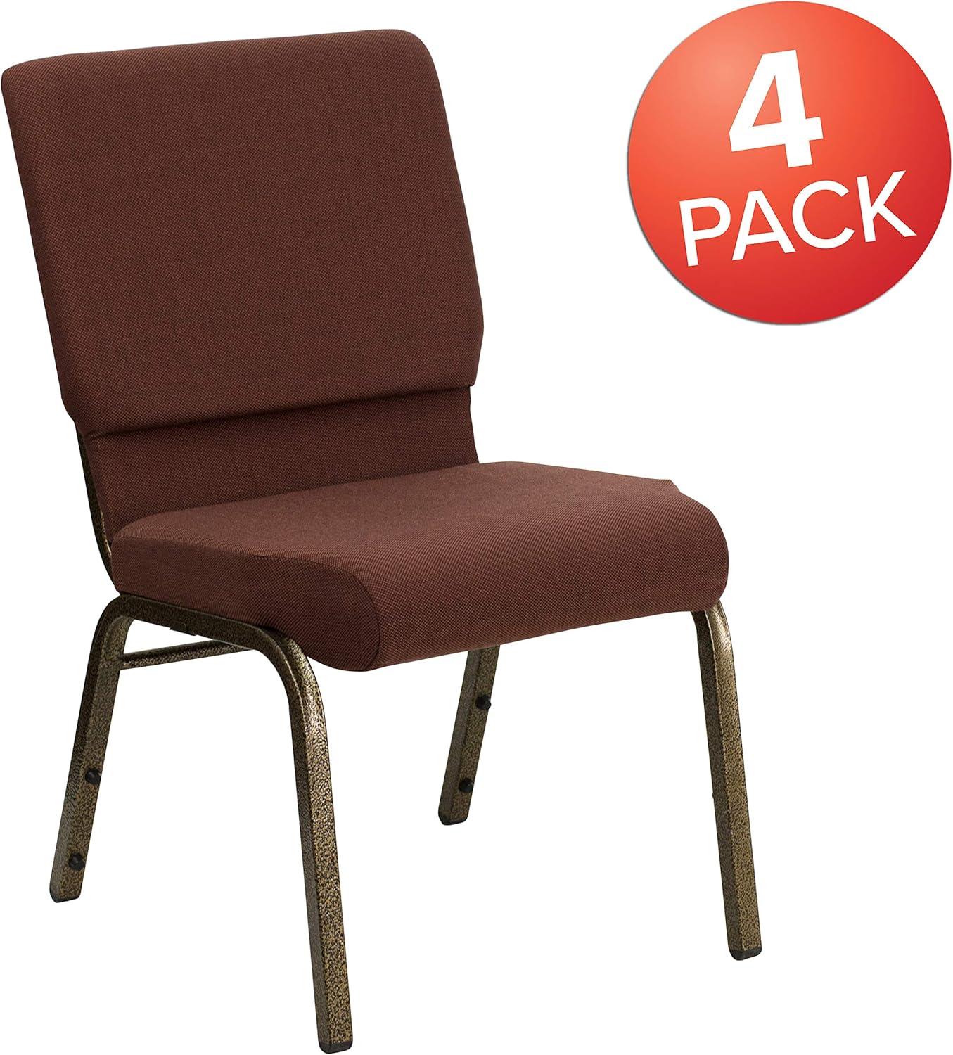 image:imageFlash Furniture HERCULES Series 185W Stacking Church Chair in Black Patterned Fabric Silver Vein Frame 25D x 1925W x 3325HBrown FabricGold Vein Frame