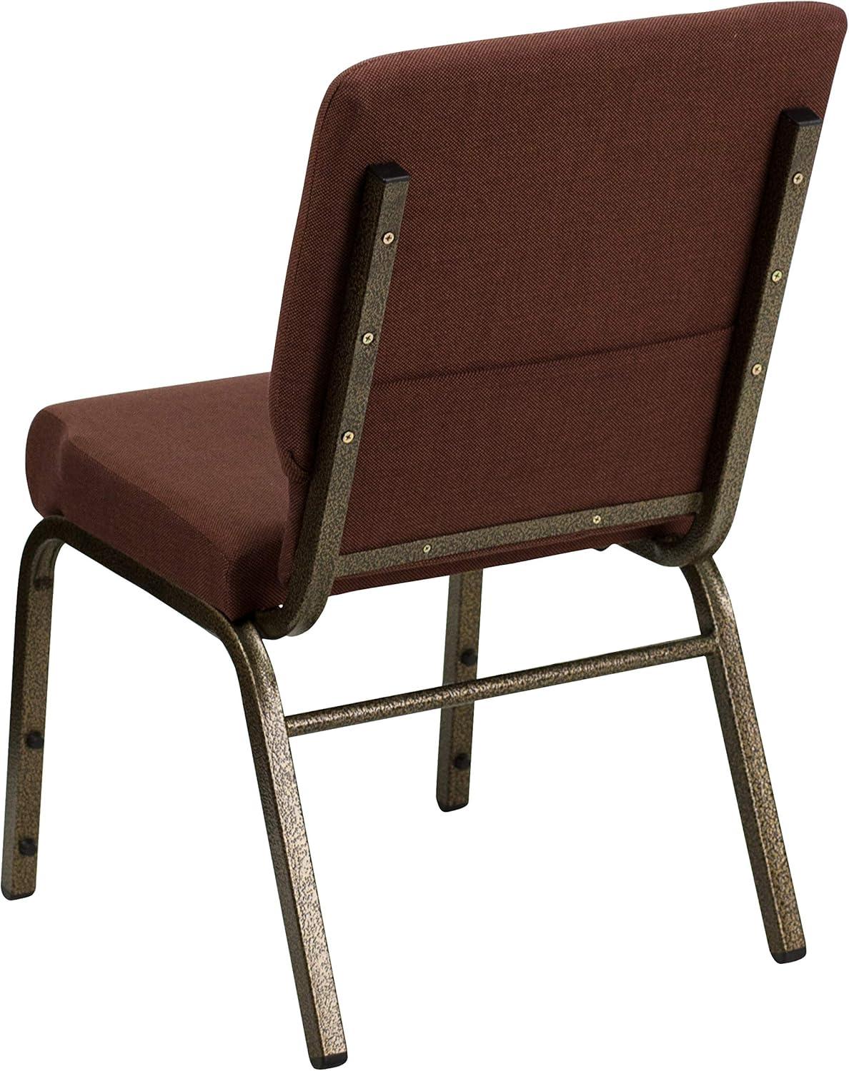 image:imageFlash Furniture HERCULES Series 185W Stacking Church Chair in Black Patterned Fabric Silver Vein Frame 25D x 1925W x 3325HBrown FabricGold Vein Frame