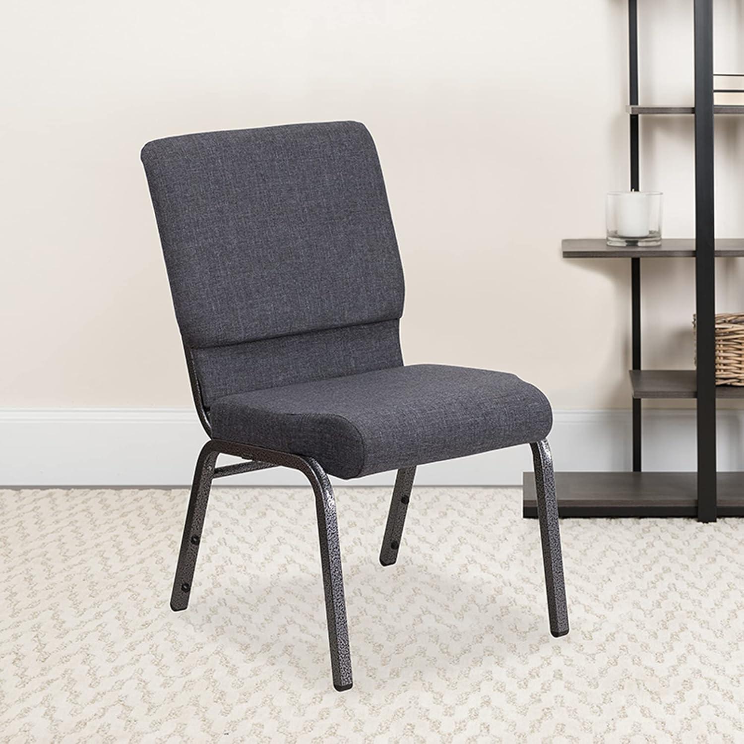 image:imageFlash Furniture HERCULES Series 185W Stacking Church Chair in Black Patterned Fabric Silver Vein Frame 25D x 1925W x 3325HDark Gray FabricSilver Vein Frame