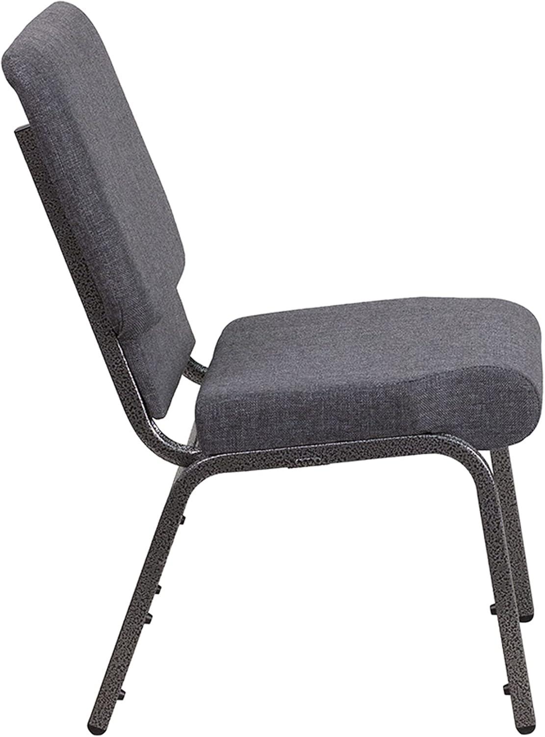 image:imageFlash Furniture HERCULES Series 185W Stacking Church Chair in Black Patterned Fabric Silver Vein Frame 25D x 1925W x 3325HDark Gray FabricSilver Vein Frame