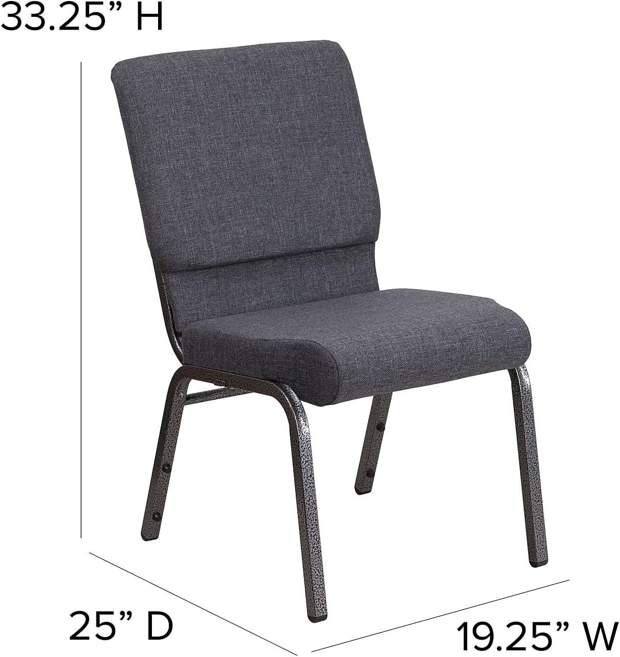 image:imageFlash Furniture HERCULES Series 185W Stacking Church Chair in Black Patterned Fabric Silver Vein Frame 25D x 1925W x 3325HDark Gray FabricSilver Vein Frame