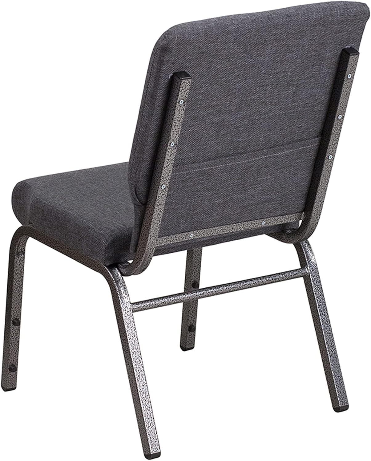 image:imageFlash Furniture HERCULES Series 185W Stacking Church Chair in Black Patterned Fabric Silver Vein Frame 25D x 1925W x 3325HDark Gray FabricSilver Vein Frame