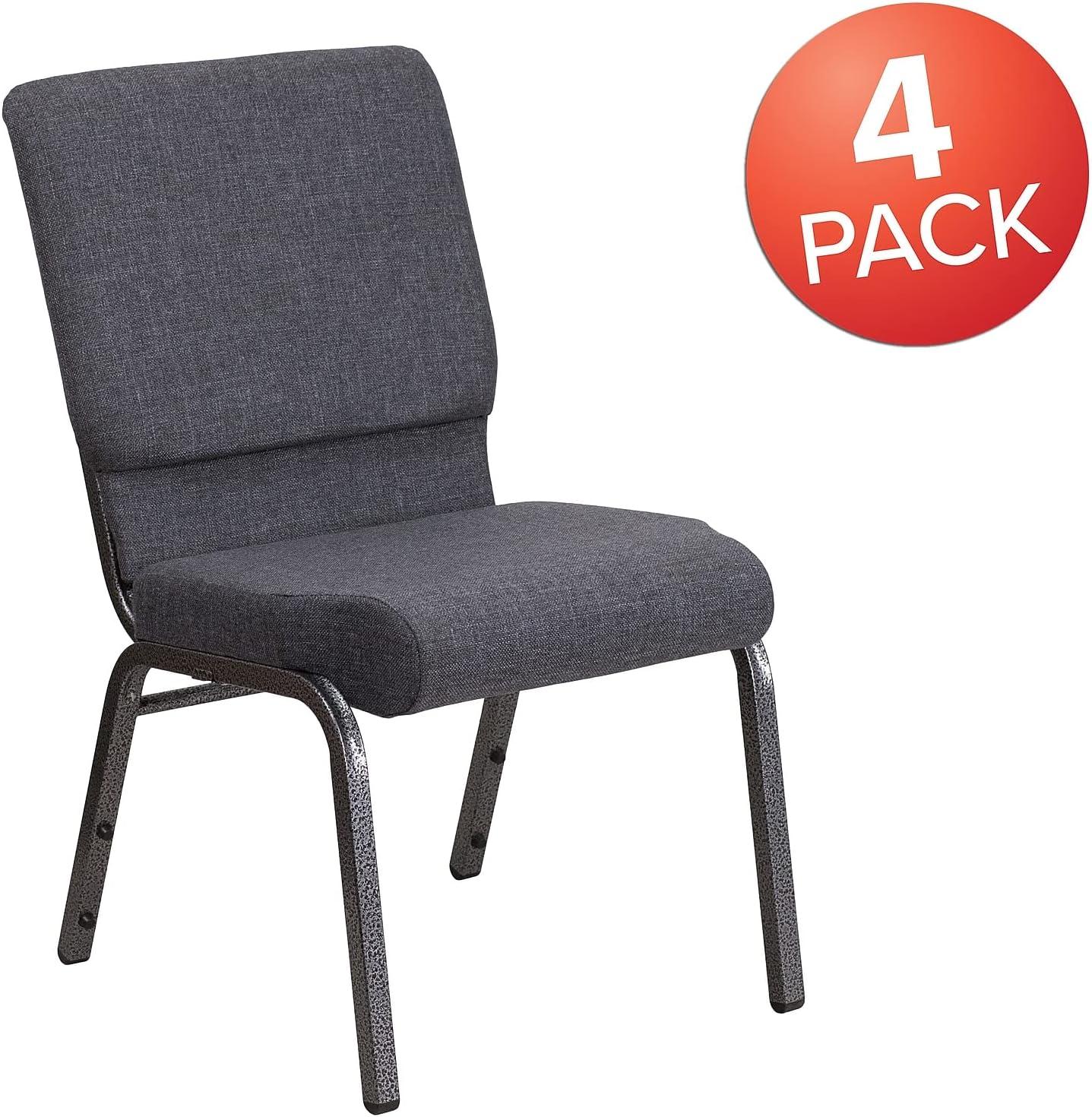 image:imageFlash Furniture HERCULES Series 185W Stacking Church Chair in Black Patterned Fabric Silver Vein Frame 25D x 1925W x 3325HDark Gray FabricSilver Vein Frame