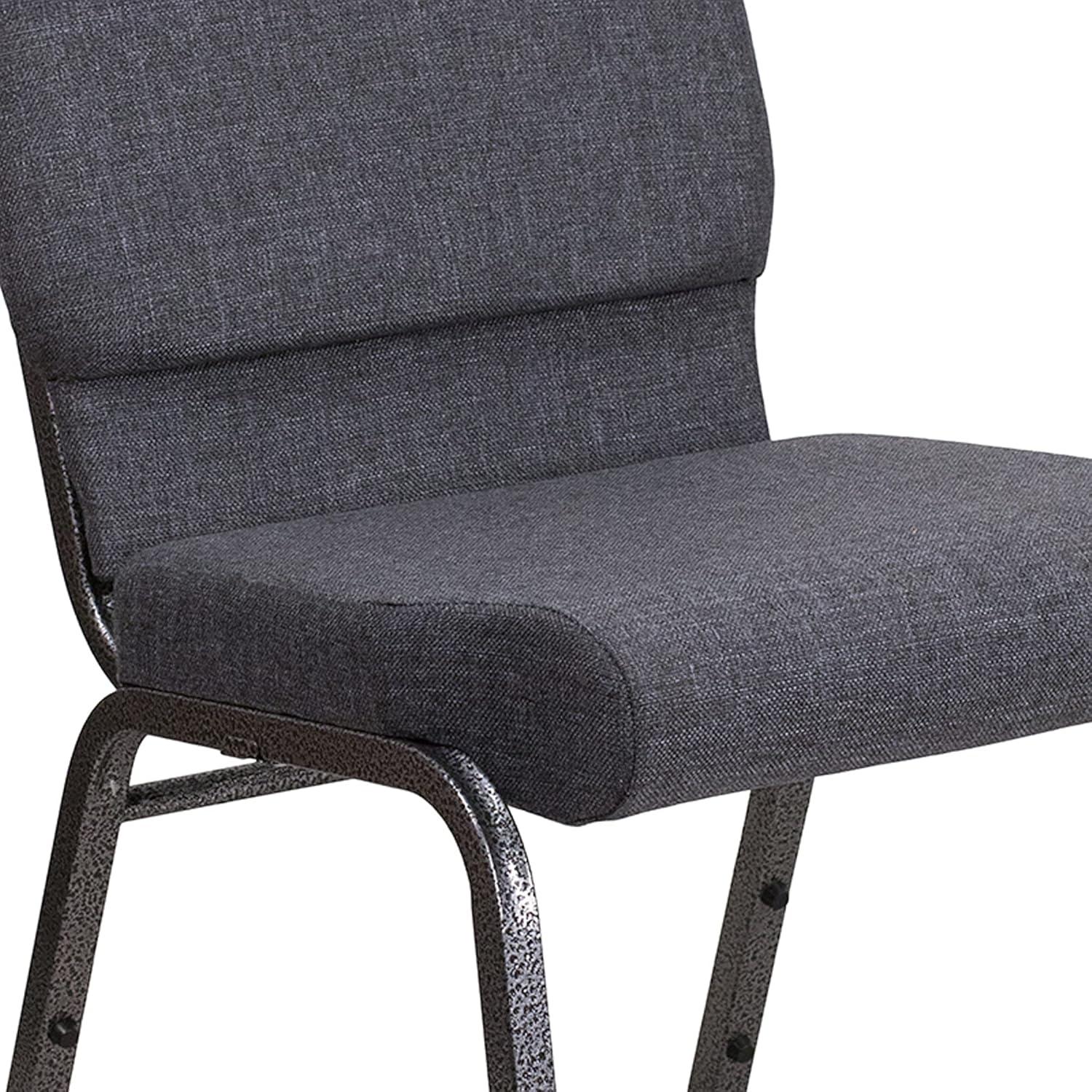 image:imageFlash Furniture HERCULES Series 185W Stacking Church Chair in Black Patterned Fabric Silver Vein Frame 25D x 1925W x 3325HDark Gray FabricSilver Vein Frame