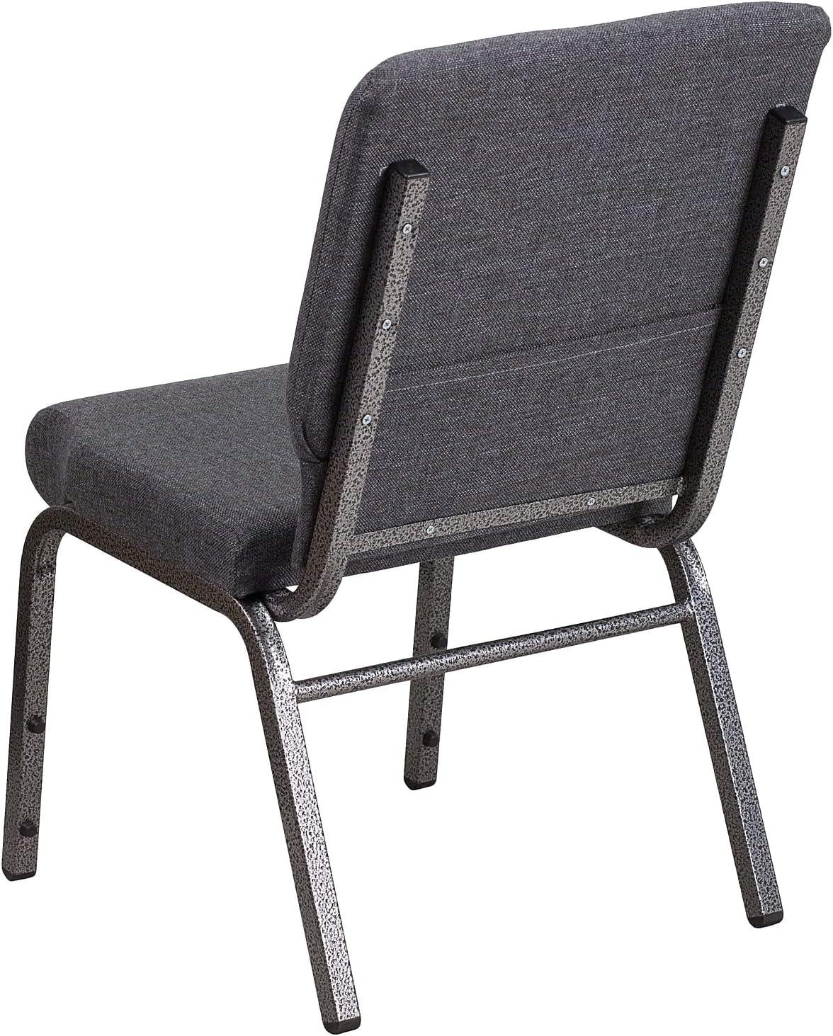 image:imageFlash Furniture HERCULES Series 185W Stacking Church Chair in Black Patterned Fabric Silver Vein Frame 25D x 1925W x 3325HDark Gray FabricSilver Vein Frame