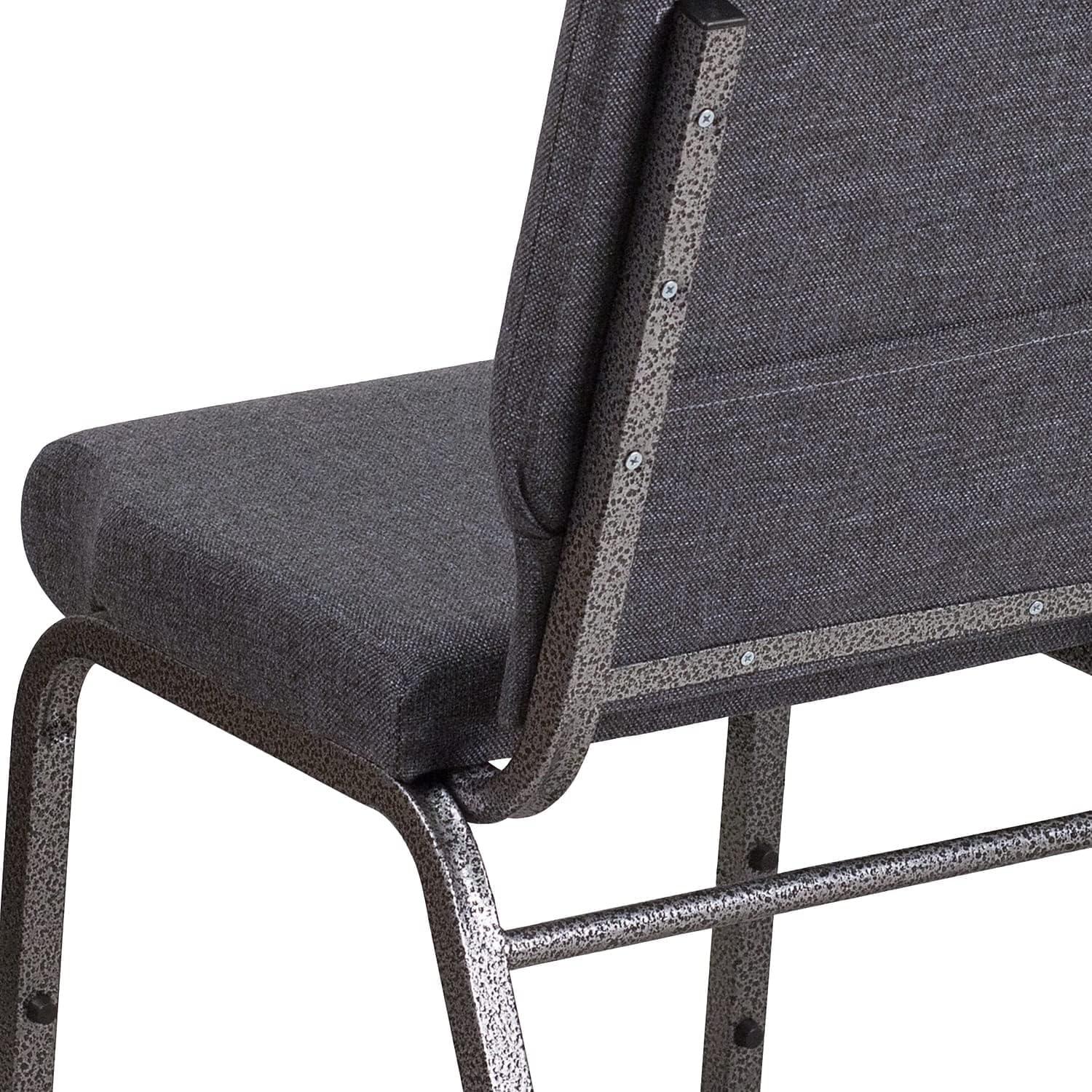 image:imageFlash Furniture HERCULES Series 185W Stacking Church Chair in Black Patterned Fabric Silver Vein Frame 25D x 1925W x 3325HDark Gray FabricSilver Vein Frame