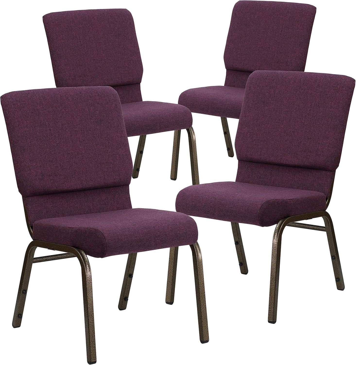 image:imageFlash Furniture HERCULES Series 185W Stacking Church Chair in Black Patterned Fabric Silver Vein Frame 25D x 1925W x 3325HPlum FabricGold Vein Frame