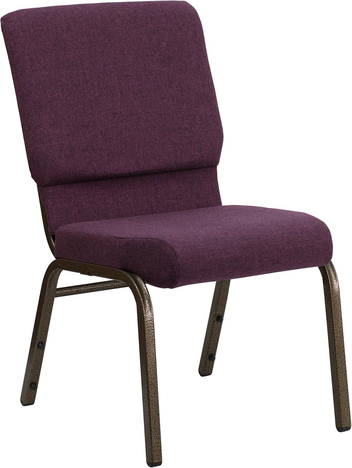image:imageFlash Furniture HERCULES Series 185W Stacking Church Chair in Black Patterned Fabric Silver Vein Frame 25D x 1925W x 3325HPlum FabricGold Vein Frame