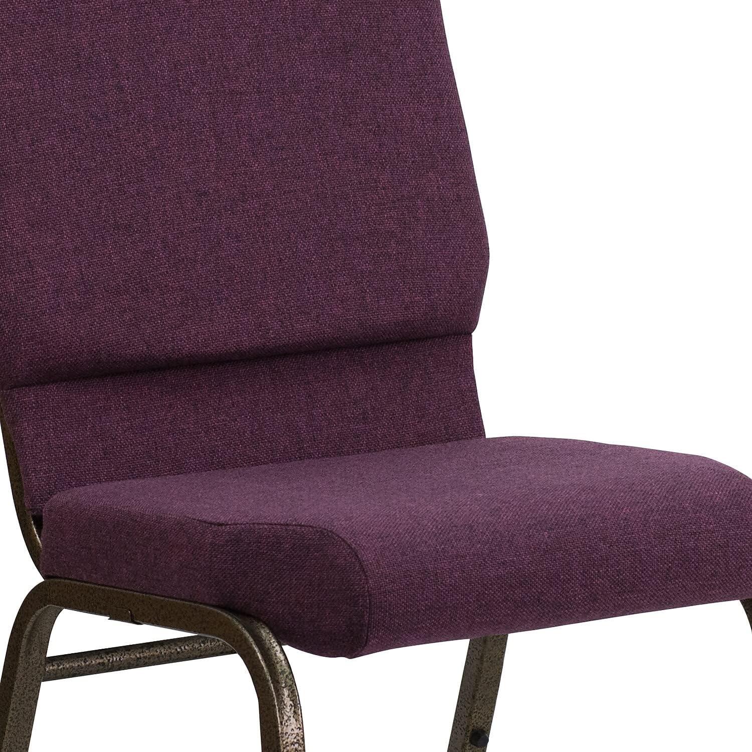 image:imageFlash Furniture HERCULES Series 185W Stacking Church Chair in Black Patterned Fabric Silver Vein Frame 25D x 1925W x 3325HPlum FabricGold Vein Frame