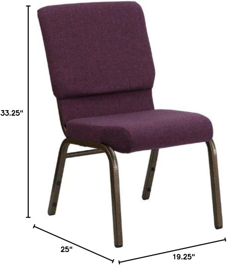 image:imageFlash Furniture HERCULES Series 185W Stacking Church Chair in Black Patterned Fabric Silver Vein Frame 25D x 1925W x 3325HPlum FabricGold Vein Frame