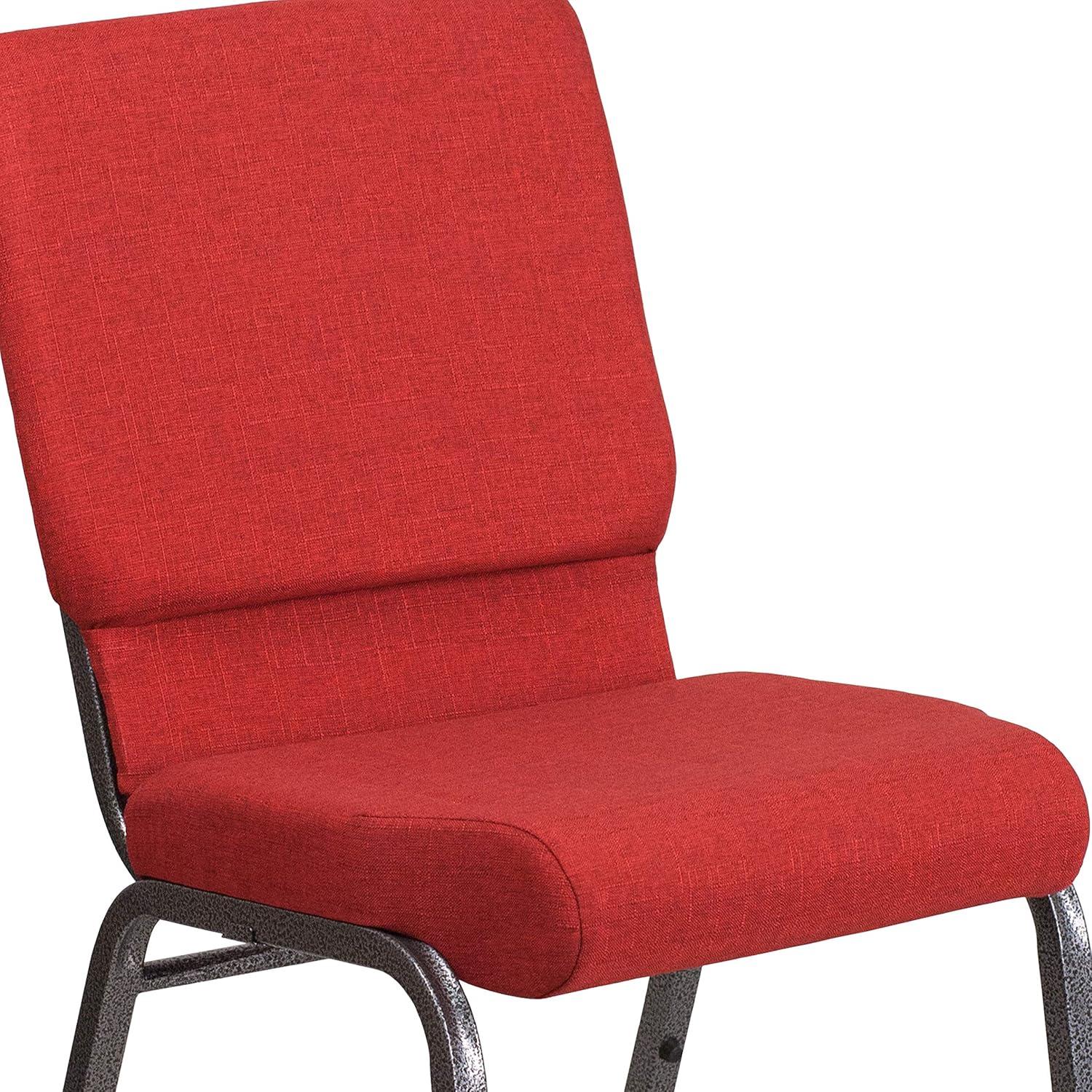 image:imageFlash Furniture HERCULES Series 185W Stacking Church Chair in Black Patterned Fabric Silver Vein Frame 25D x 1925W x 3325HRed FabricSilver Vein Frame