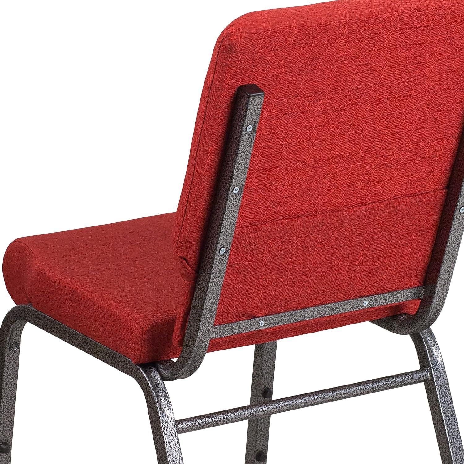 image:imageFlash Furniture HERCULES Series 185W Stacking Church Chair in Black Patterned Fabric Silver Vein Frame 25D x 1925W x 3325HRed FabricSilver Vein Frame