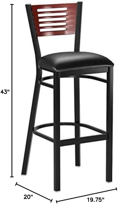 image:imageFlash Furniture HERCULES Series Black Slat Back Metal Restaurant Barstool Walnut Wood Back amp Seat Pack of 1Mahogany Wood BackBlack Vinyl SeatBlack Metal Frame